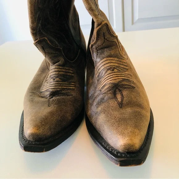 Rockin Country Collection Distressed Brown Leather Cowboy Western Boots Men’s 6D